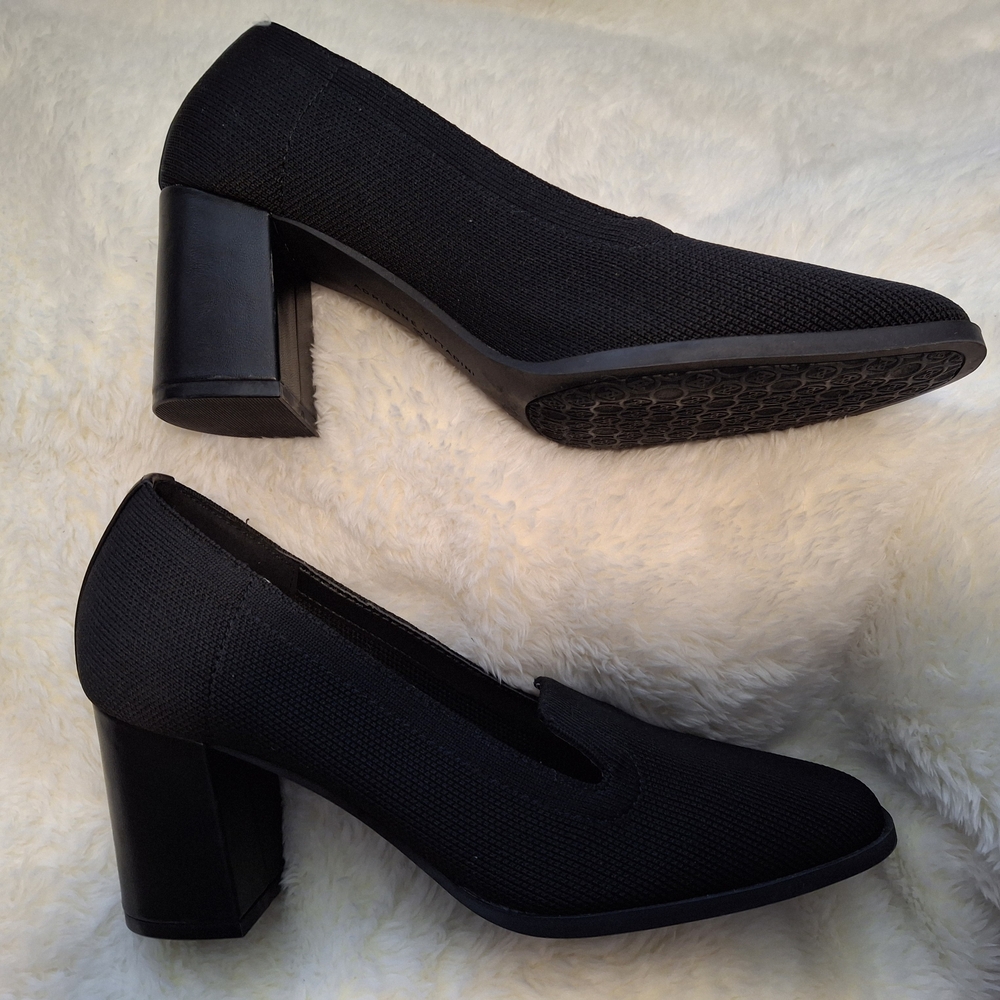 Adrienne Vittadini Elegant Black Women's Block Heel Shoes Size 8.5